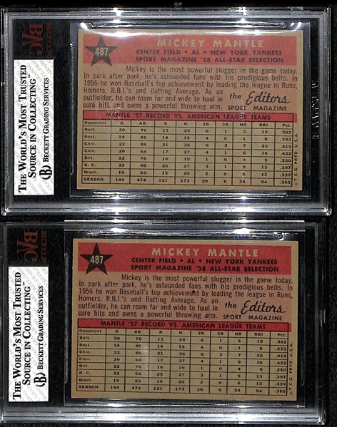 Lot Of 2 1958 Topps Mickey Mantle A.S. Cards BVG 7