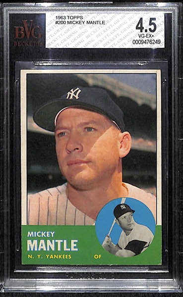 1963 Topps #200 Mickey Mantle Card BVG 4.5