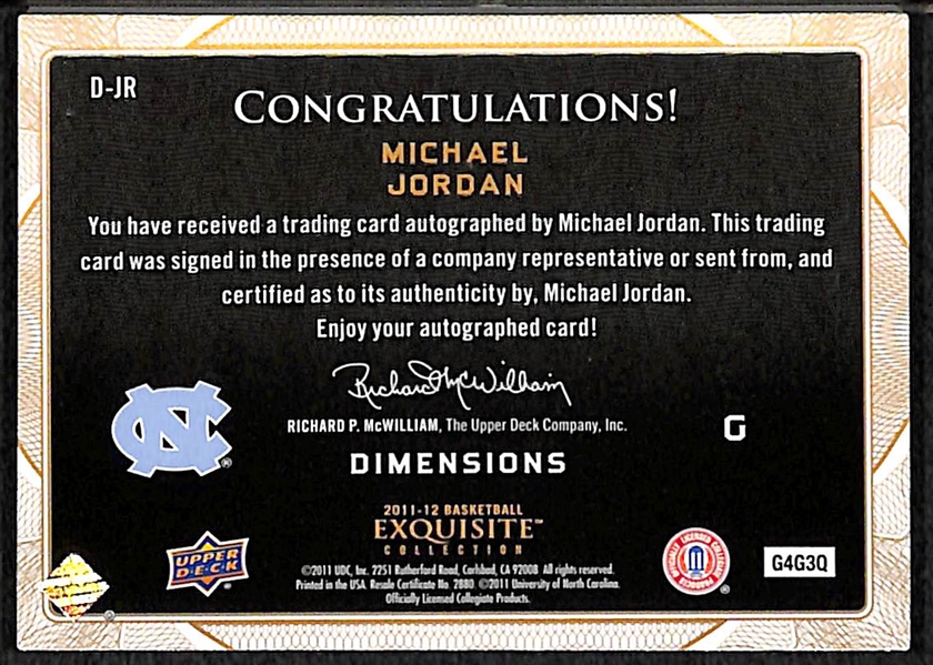 2011-12 Upper Deck Exquisite Michael Jordan Autograph Shadowbox Card