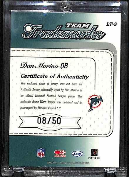 2003 Leaf Limited Dan Marino Autograph Jersey Card /50