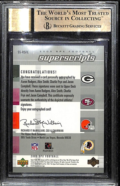 2005 SPX Quad Autograph Rookie Card w/ Aaron Rodgers BGS 9.5