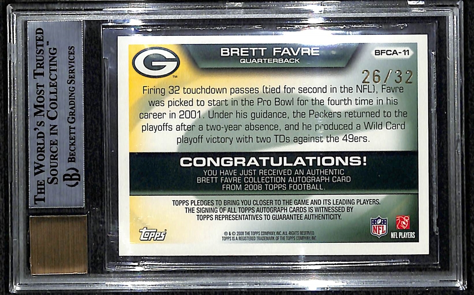 2008 Topps Brett Favre Collection Autograph Card BGS 9