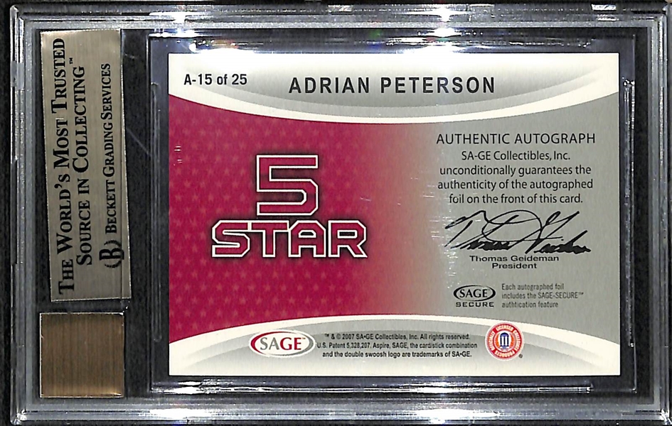 2007 Aspire Adrian Peterson Autograph Rookie Card - BGS 9.5