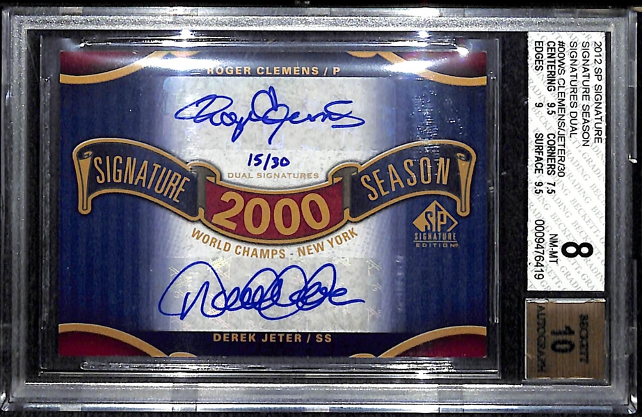 2012 SP Signature Derek Jeter/Roger Clemens Dual Autograph Card - BGS 8