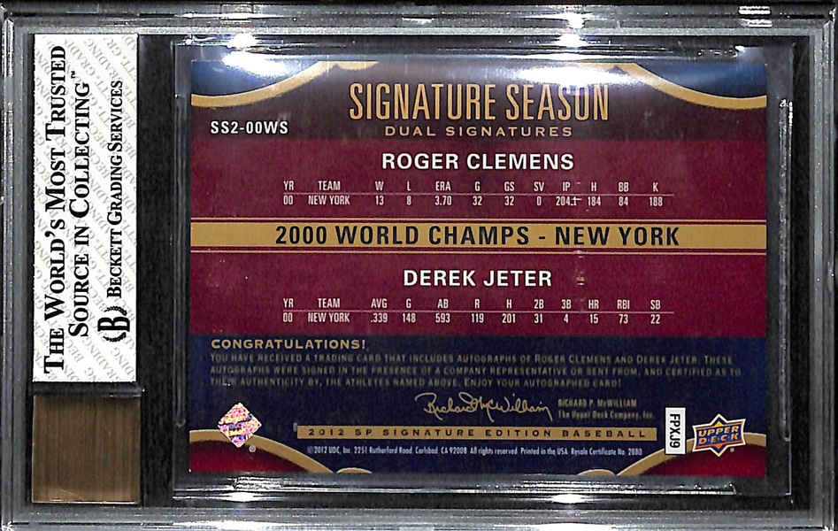 2012 SP Signature Derek Jeter/Roger Clemens Dual Autograph Card - BGS 8