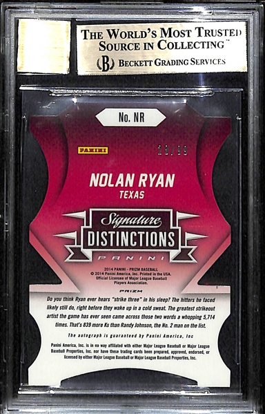2014 Panini Prizm Nolan Ryan Purple Die Cut Autograph Card - BGS 9.5