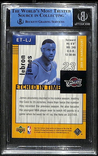2004-05 Upper Deck Hardcourt LeBron James #1/1 Etched In Time Card - BGS
