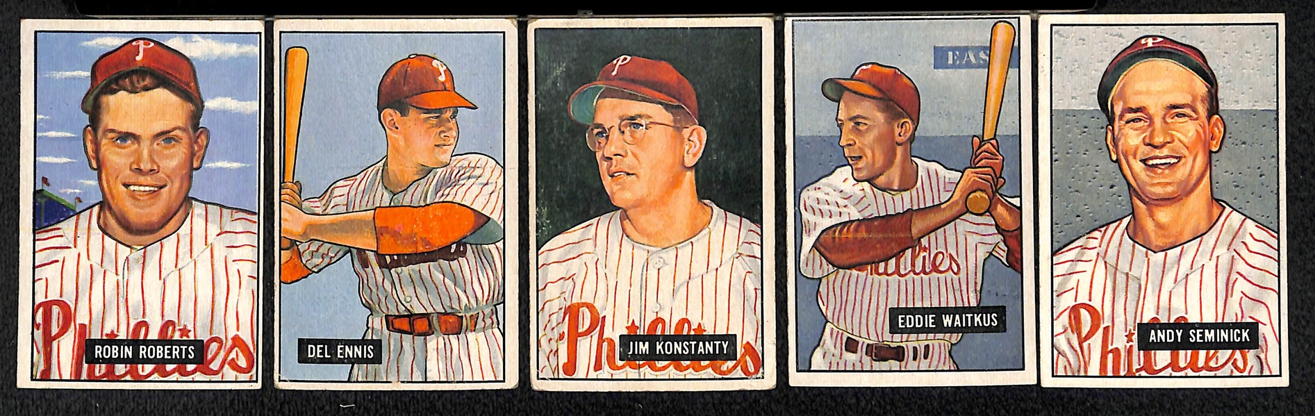 Lot Of 20 1951 Bowman Phillies Cards w. Roberts