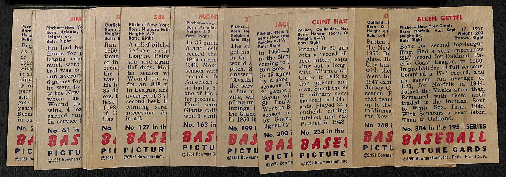 Lot Of 20 1951 Bowman N.Y. Giants Cards w. Durocher
