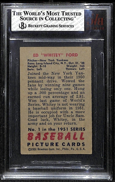 1951 Bowman #1 Whitey Ford Rookie Card BVG 3