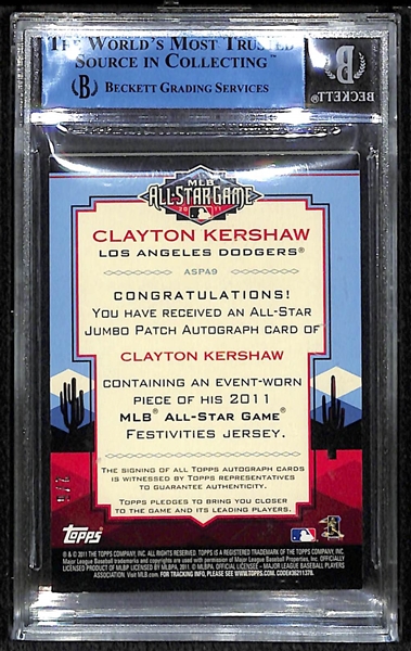 2011 Topps Clayton Kershaw All Star Game Autograph Patch Card - BGS Authentic