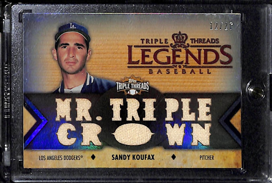 Lot Of 3 Hall of Fame Relic Cards w. Mantle & Koufax