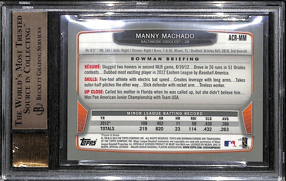 2013 Bowman Chrome Manny Machado Autograph Rookie Card - BGS 9.5
