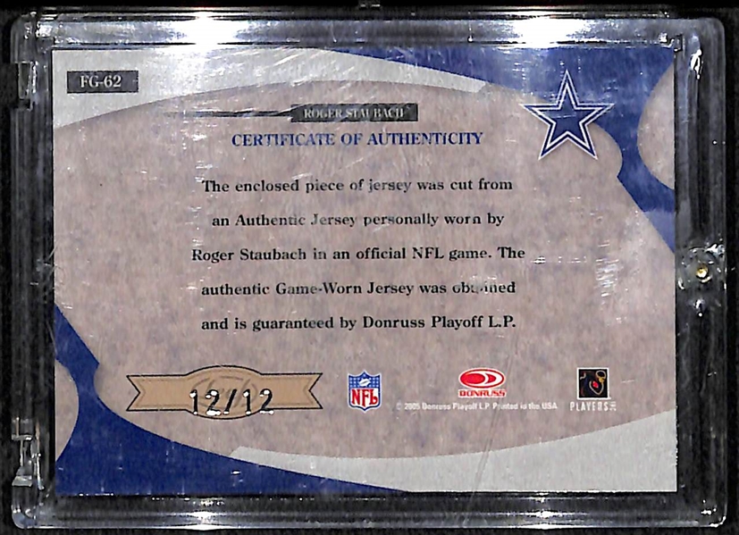 2005 Leaf Certified Roger Staubach Autograph Jersey Card /12