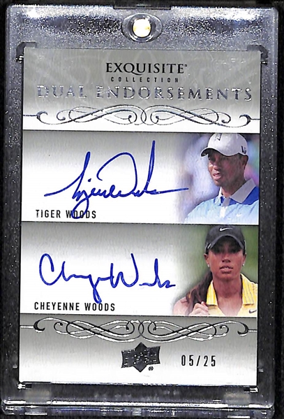 2013 UD Exquisite Tiger Woods Cheyenne Woods Dual Autograph Card - #5/25