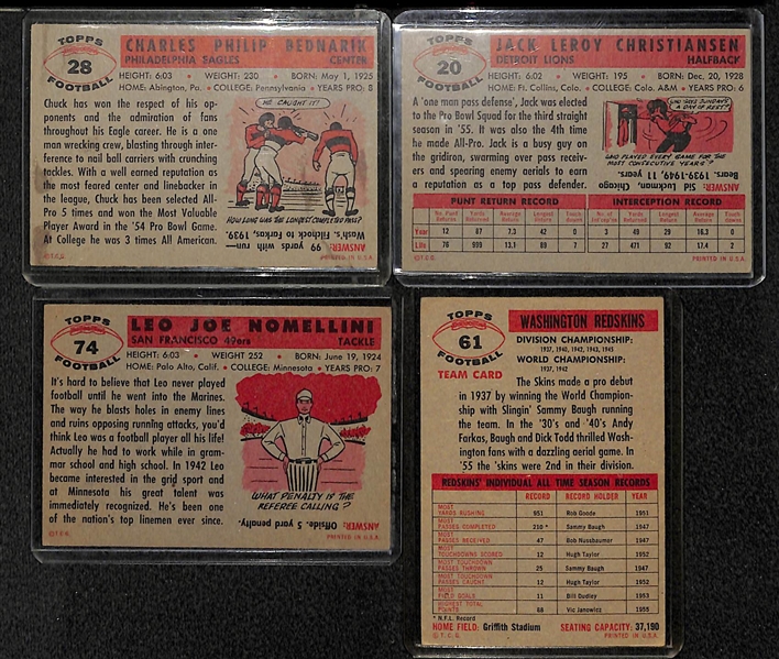Lot Of 21 1956 Topps Football Cards w. Chuck Bednarik