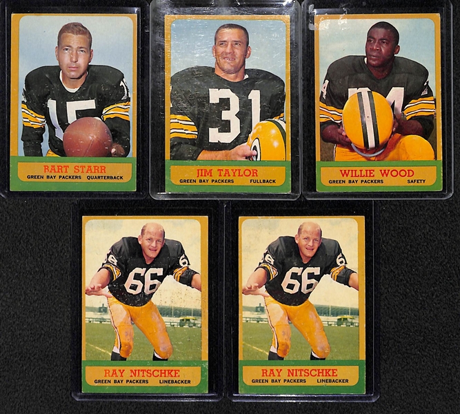 5 1963 Topps Packers Cards w. Bart Starr