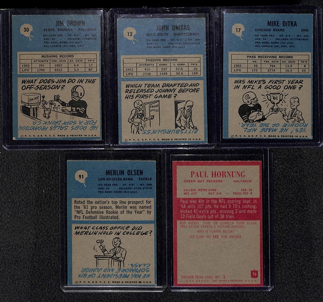 Lot Of 5 1964-65 Philadelphia Cards w. Hornung