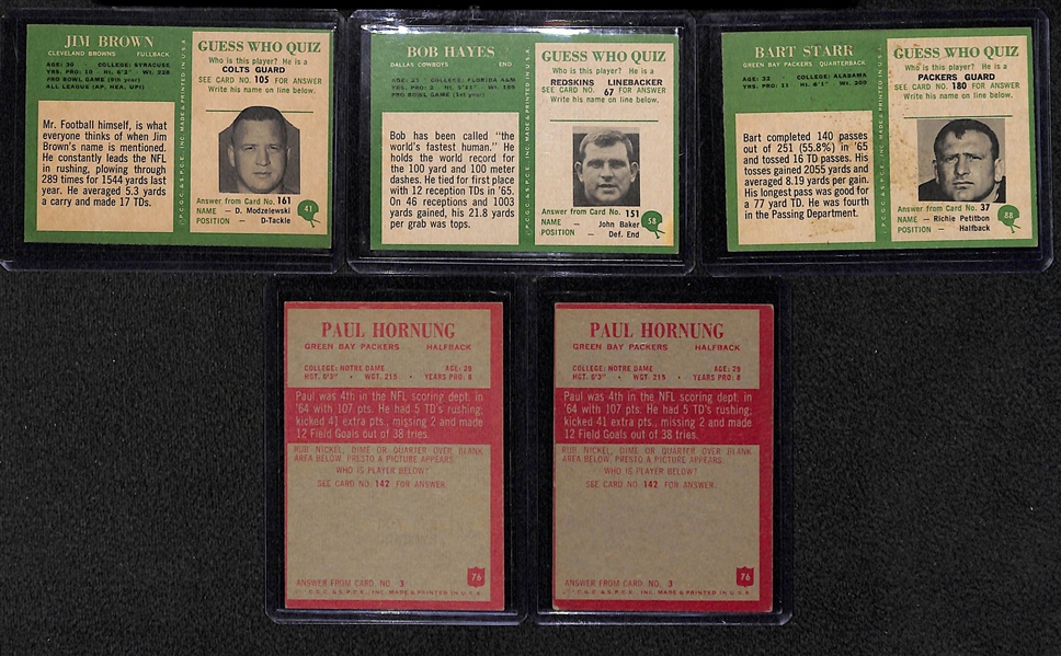 Lot Of 5 Philadelphia Football Cards 1965-1966 w. Brown
