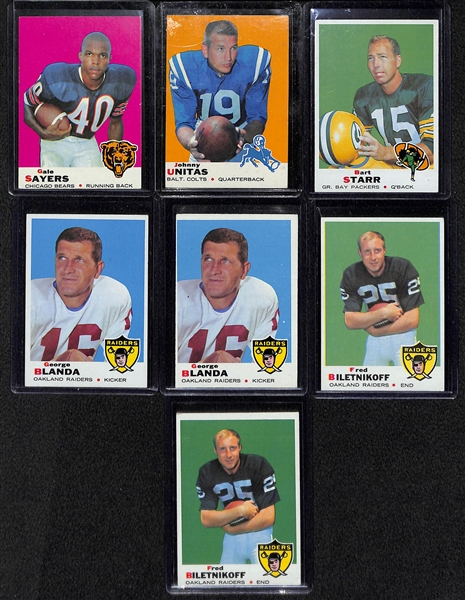 Lot Of 7 1969 Topps Football Cards w. Sayers