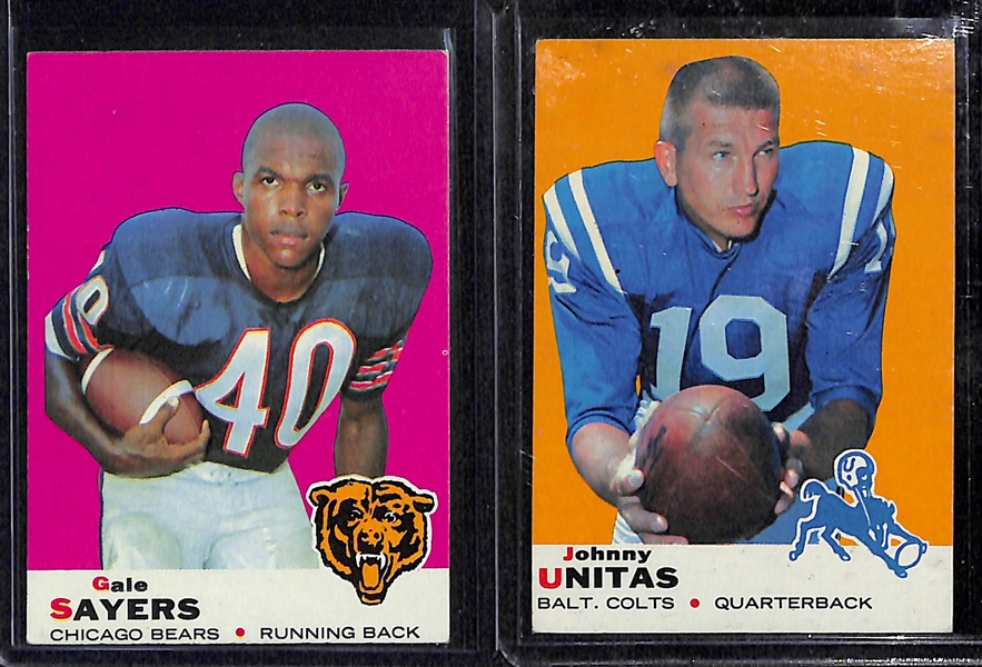 Lot Of 7 1969 Topps Football Cards w. Sayers