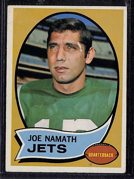 Lot Of 5 1970 Topps Football Cards w. Namath
