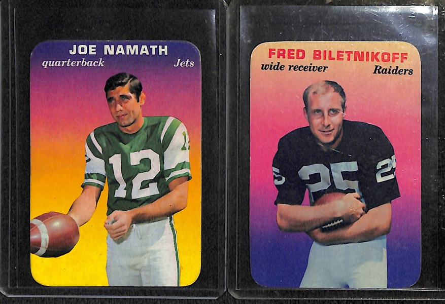 Lot Of 8 Football Insert Cards 1970-1971 w. Namath