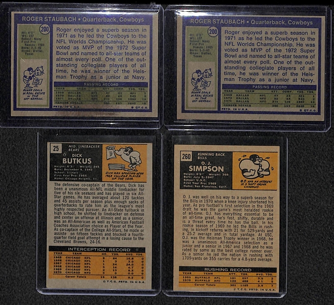Lot Of 4 1971-1972 Topps Football Cards w. Staubach