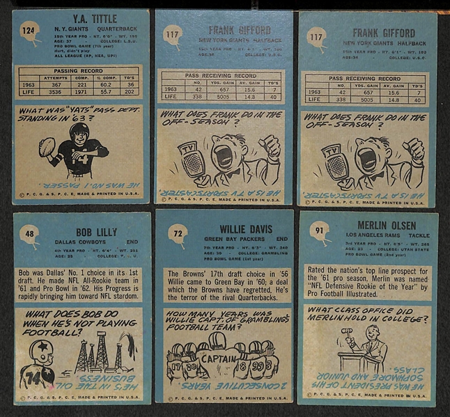 Lot Of 65 1964 Philadelphia Football Cards w. Tittle