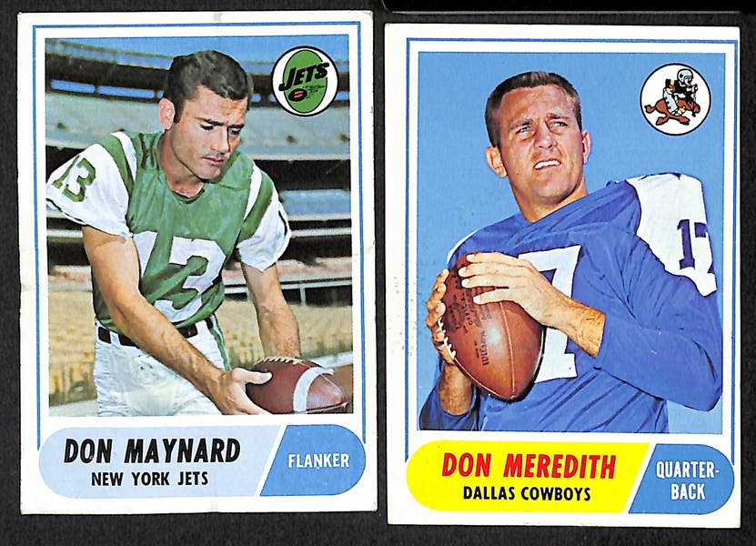 Lot of 100 1968 Topps Assorted Football Cards w. Don Meredith