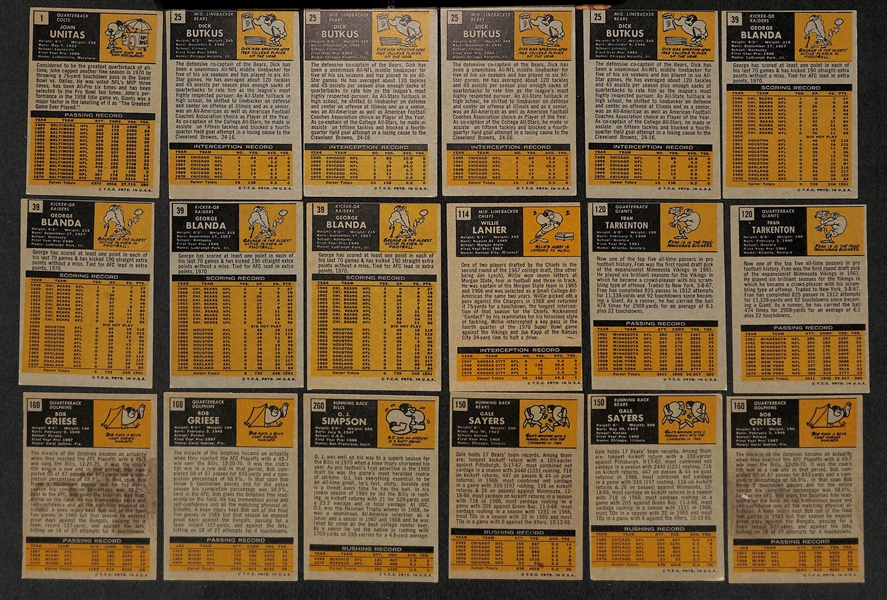 Lot of 146 1971/1972 Assorted Topps Football Cards