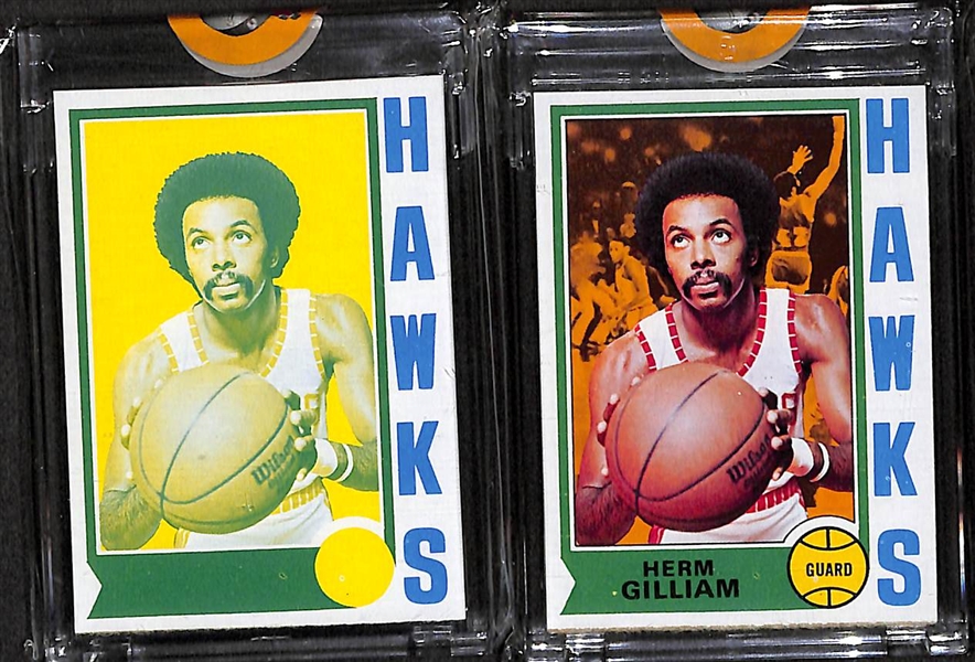6 - 1974-1975 Topps & 3 - 1978-79 Topps Basketball Cards w. Chamberlain & Erving
