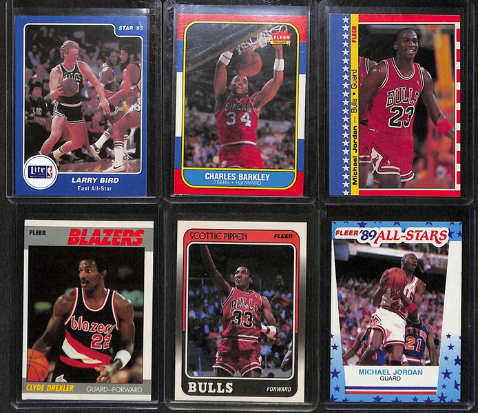 Lot of 6 Great Basketball Stars Cards w. 1986 Fleer Charles Barkley Rookie Card
