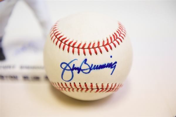 Phillies Autograph Lot - Jim Bunning Signed Baseball & Curt Simmons Signed Bobblehead