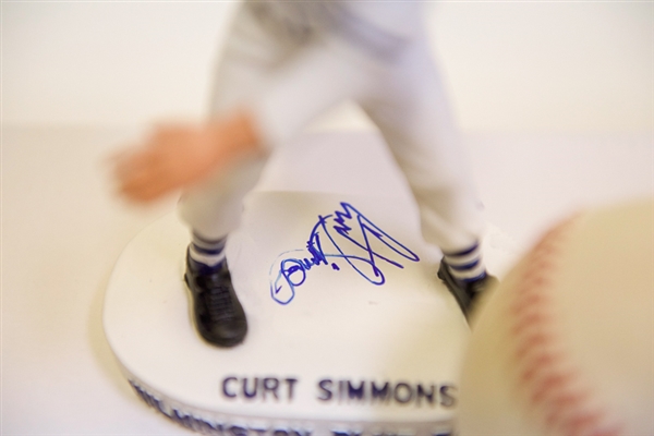 Phillies Autograph Lot - Jim Bunning Signed Baseball & Curt Simmons Signed Bobblehead