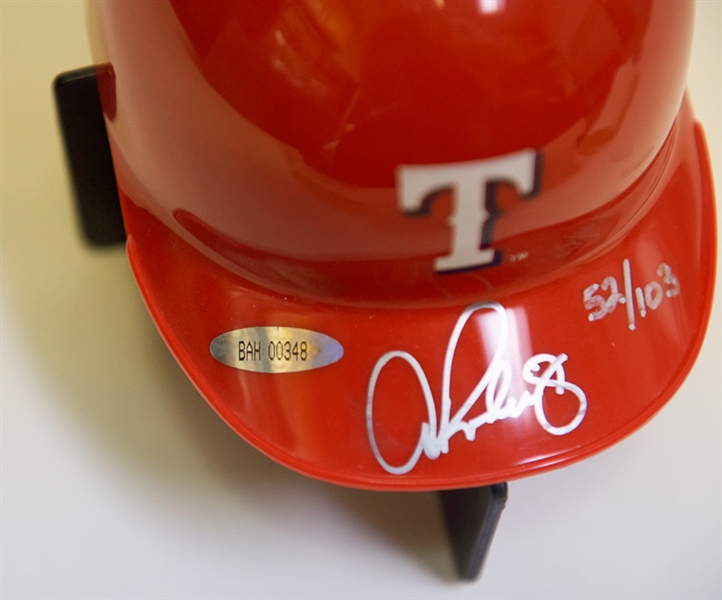 Alex Rodriguez Signed Texas Rangers Mini Helmet #52/103 - UD Authenticated