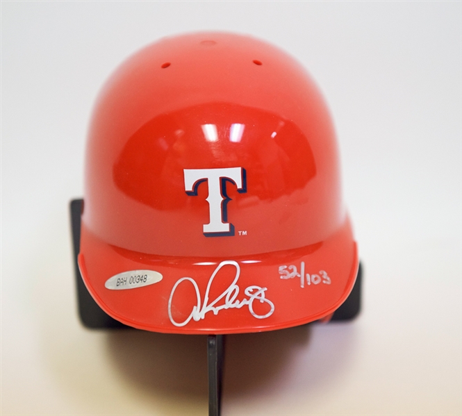 Alex Rodriguez Signed Texas Rangers Mini Helmet #52/103 - UD Authenticated