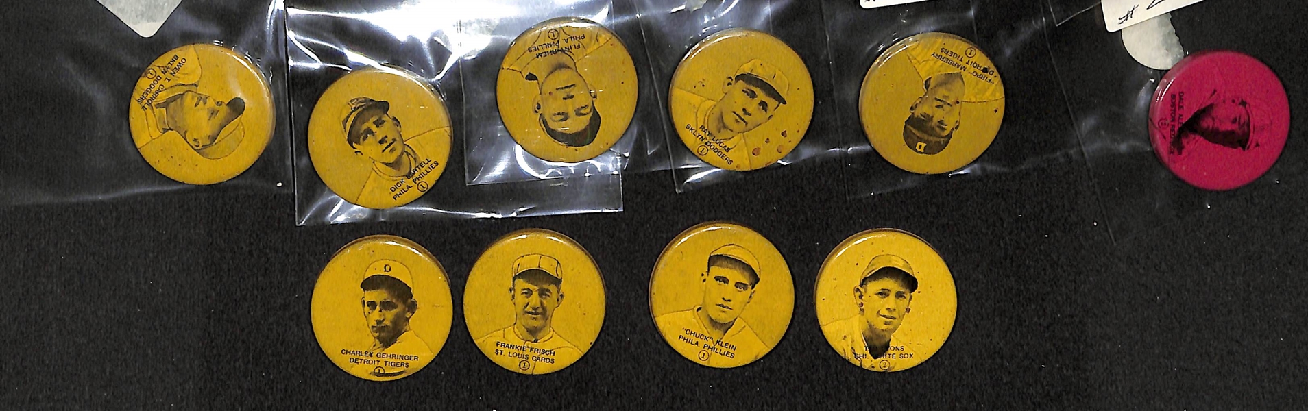 Lot of 10 - 1933 PX3 Double Header Buttons w. Charlie Gehringer