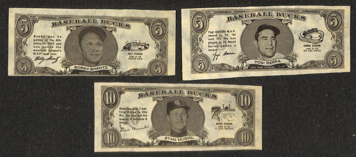 34 Different - 1962 Topps Baseball Bucks w. Stan Musial