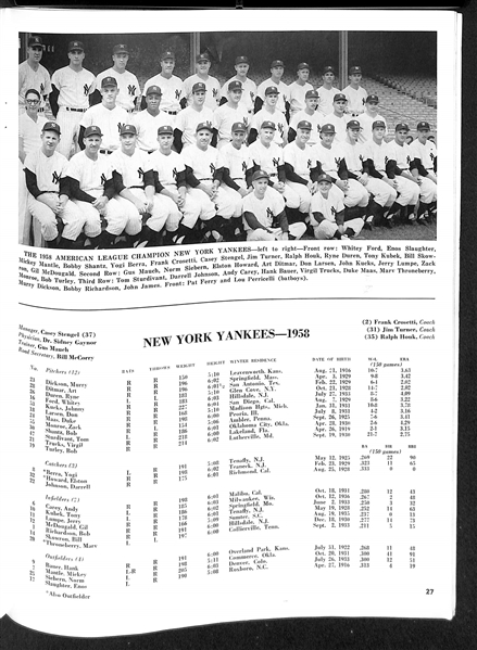 1958 World Series Program (Yankees vs. Braves)