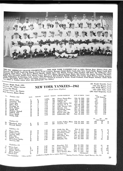 1961 World Series Program (Yankees vs. Reds) - Roger Maris's Famous 61 Home Run Season