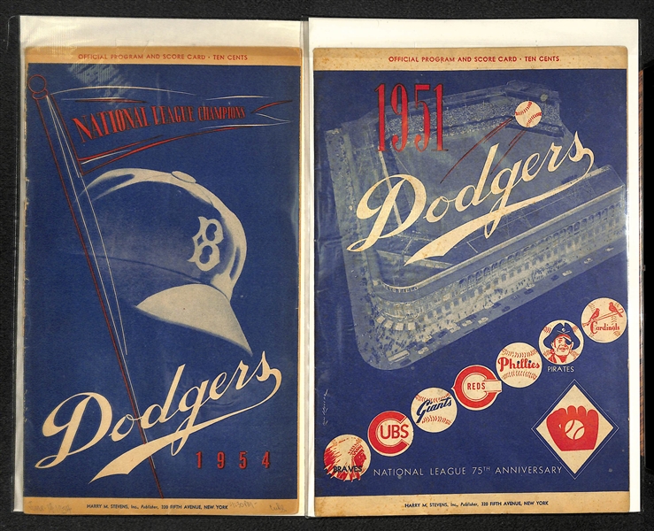 Lot Of 14 Brooklyn Dodgers & 4 Giants Scorecards (1943-1957)
