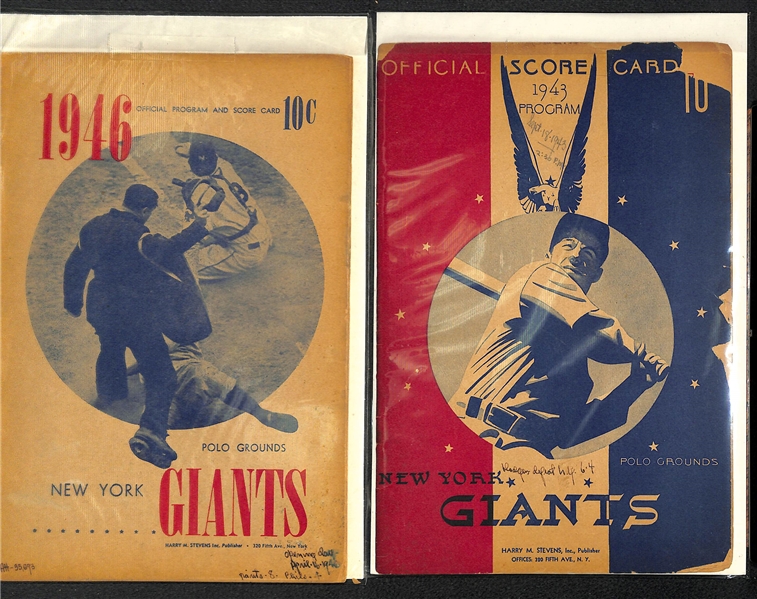 Lot Of 14 Brooklyn Dodgers & 4 Giants Scorecards (1943-1957)