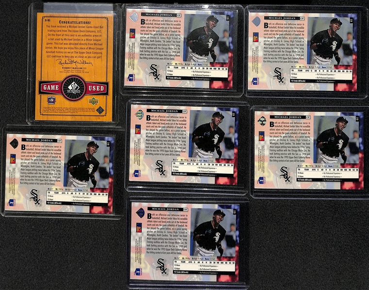 Lot Of 20 Michael Jordan Baseball Cards w. Bat Relic