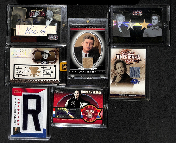 Lot Of 7 Non-Sports Relic & Autograph Cards w. JFK Sweater