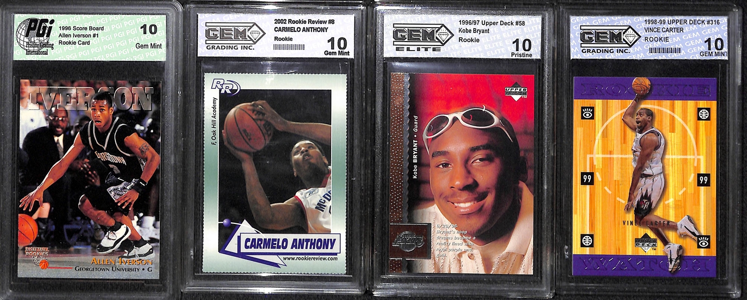Lot Of 29 Basketball Graded & Numbered Cards w. West Auto