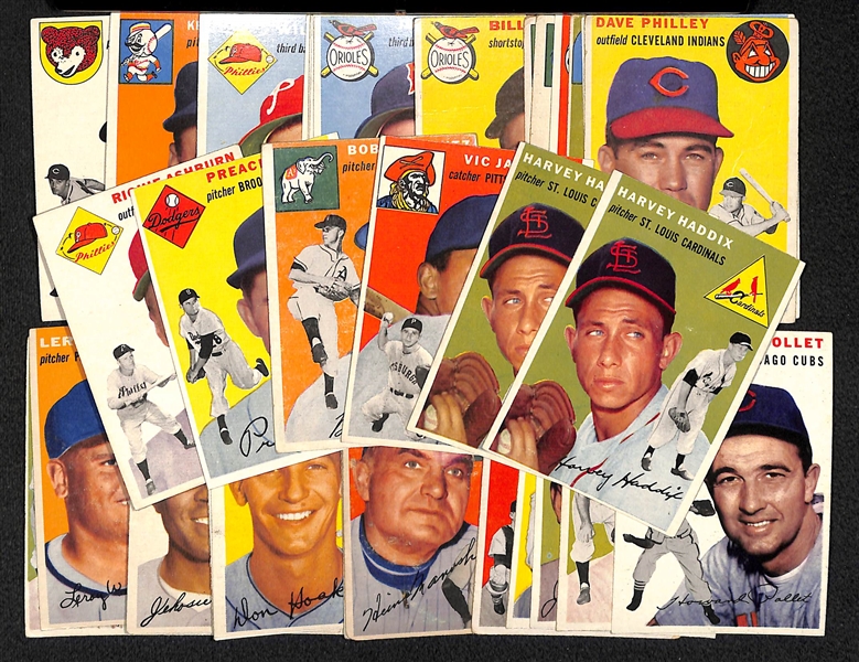 Lot of 39 - 1954 Topps Baseball Cards w. Richie Ashburn