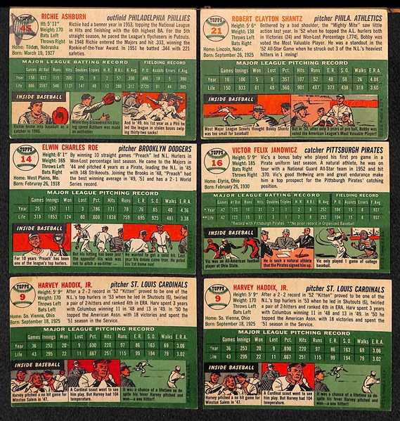 Lot of 39 - 1954 Topps Baseball Cards w. Richie Ashburn
