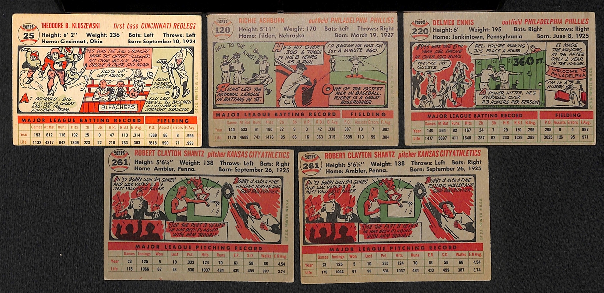 Lot of 31- 1956 Topps Baseball Cards w. Ted Kluszewski