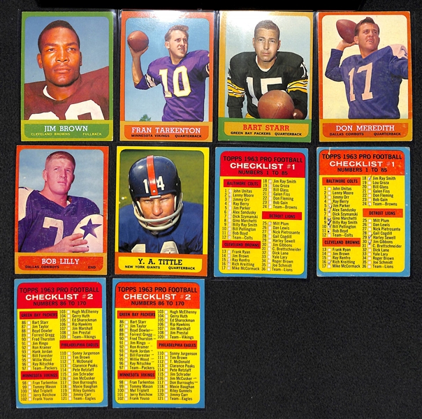 Lot of 90 1963 Topps Football Cards w. Jim Brown